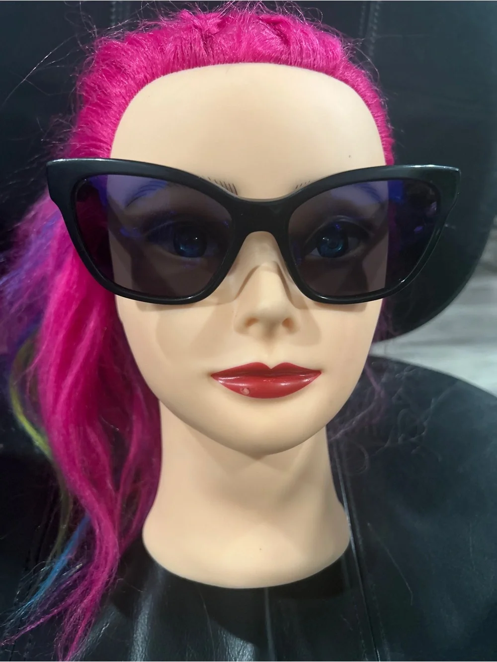 Miu Miu Black Cat-Eye Sunglasses with Dark Lenses